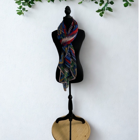 Printed Village Scarf / Wrap Colorful Geometric Pattern Scarf - Picture 1 of 10